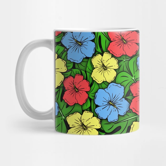 Hibiscus Flowers & Monstera Leaves #2 by headrubble